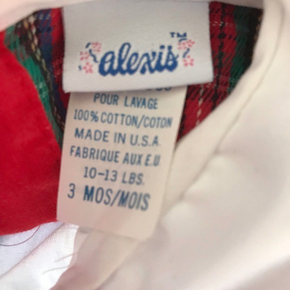 Alexis Toddler Overalls 3 M Month Red Plaid Embroidered Train Snaps EUC… - Picture 11 of 12